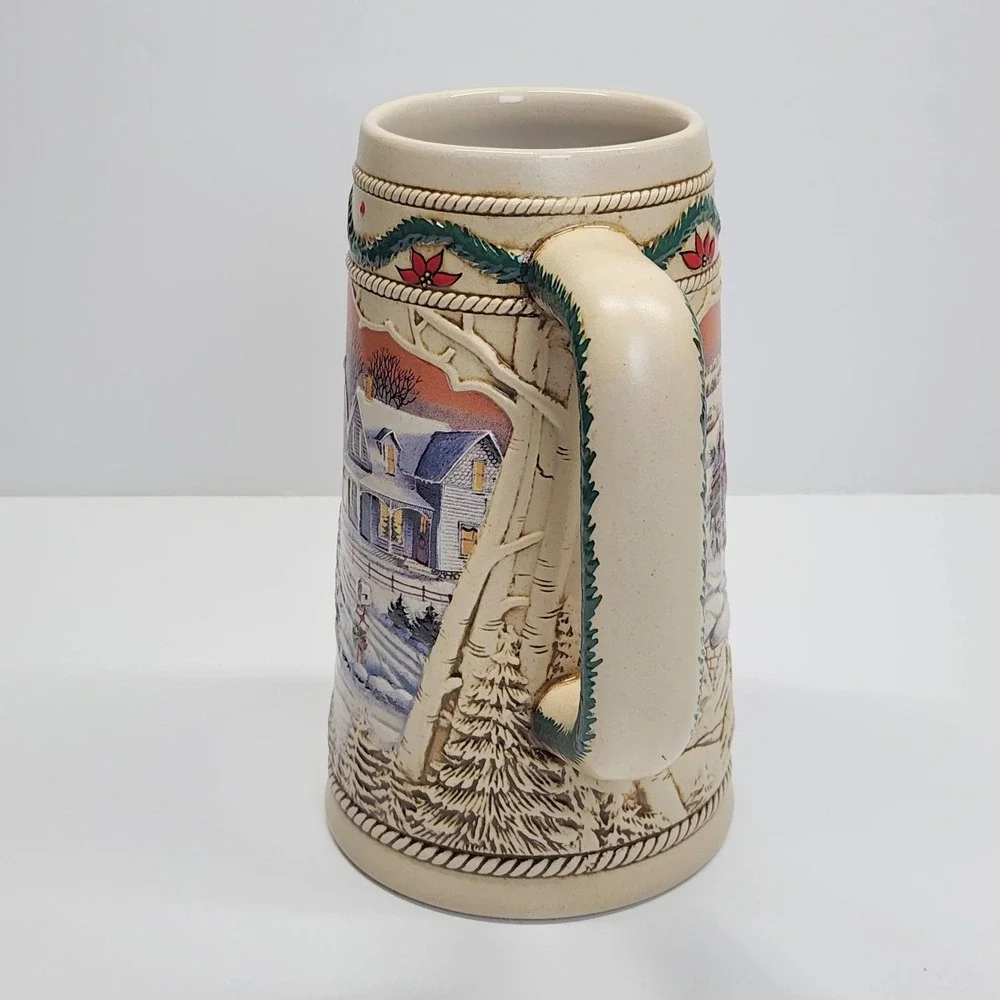 Vintage 1996 Budweiser American Homestead Holiday Beer Stein Clydesdales Brazil
